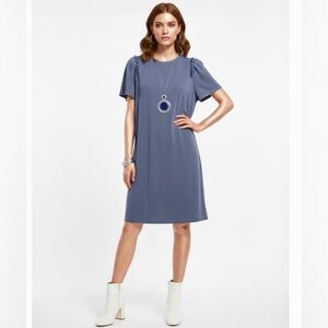 For Cynthia Classic Blue Short sleeve super soft Midi Dress Sz L